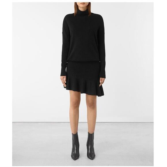 All Saints Hava Dress Cashmere Wool Black Size Small - Picture 2 of 7